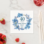 40. Hochzeitstag mit blauem Blumendesign Ruby Serviette (Beispiel)