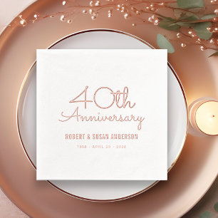 40. Hochzeitstag Moderne Script Rose Gold Servietten Mit Folie