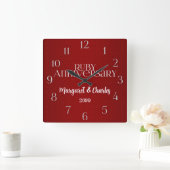 40. Hochzeitstag Namen Rubin Quadratische Wanduhr (Zuhause)