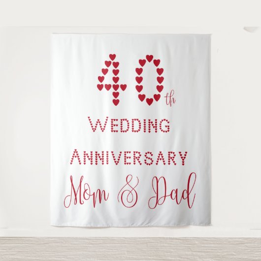 40. Hochzeitstag Parents Ruby Wedding Wandteppich (Vorderseite)