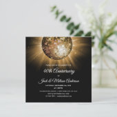 40. Hochzeitstag Party Gold Disco Ball Einladung (Stehend Vorderseite)