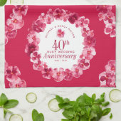 40. Hochzeitstag Party rubinrote Panik Geschirrtuch (Gefaltet)