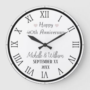 40. Hochzeitstag Personalized Große Wanduhr