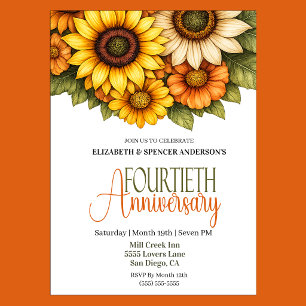 40. Hochzeitstag Pretty Sunflowers Einladung