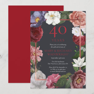 40. Hochzeitstag Rose Chic Ruby Einladung