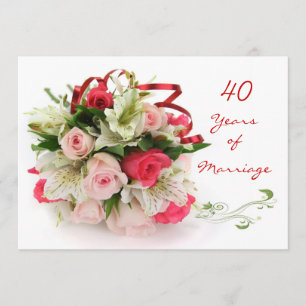 40. Hochzeitstag. Rosen und Lilien Einladung