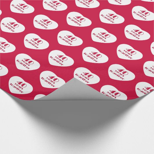 40. Hochzeitstag Rote Herzen Umschlagpapier Geschenkpapier (Ecke)