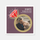 40. Hochzeitstag Rotrubinring Foto Serviette (Vorderseite)