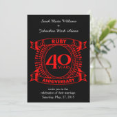 40. Hochzeitstag Rubinkrone Einladung (Stehend Vorderseite)