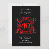 40. Hochzeitstag Rubinkrone Einladung (Rückseite)