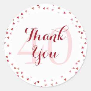 40. Hochzeitstag Ruby Hearts Danke Runder Aufkleber