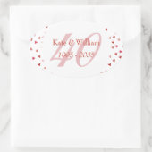 40. Hochzeitstag Ruby Hearts Konfetti Ovaler Aufkleber (Tasche)