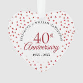 40. Hochzeitstag Ruby Hearts Ornament (Vorderseite)