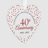 40. Hochzeitstag Ruby Hearts Ornament (Vorderseite)