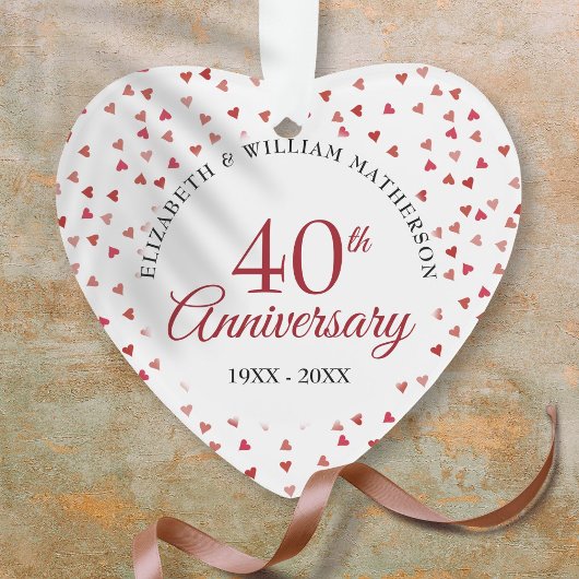 40. Hochzeitstag Ruby Hearts Ornament