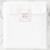 40. Hochzeitstag Ruby Hearts Quadratischer Aufkleber (Tasche)