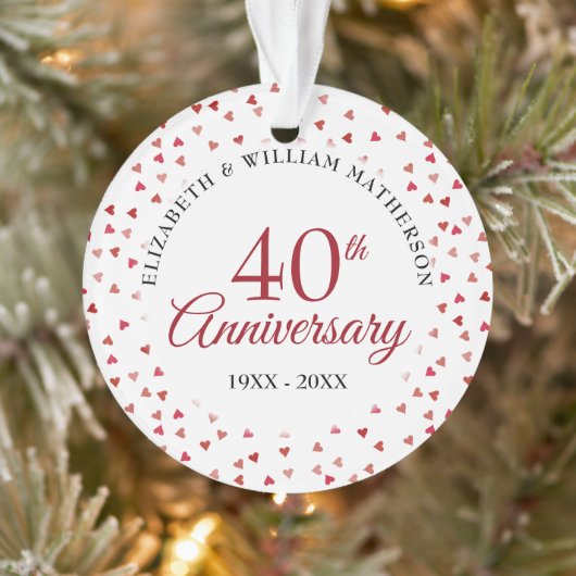 40. Hochzeitstag Ruby-Herzen Ornament (Baum)