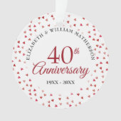 40. Hochzeitstag Ruby-Herzen Ornament (Vorderseite)