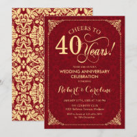 40. Hochzeitstag - Ruby Red Gold Damask
