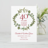 40. Hochzeitstag Ruby Waldgrün Save The Date (Stehend Vorderseite)