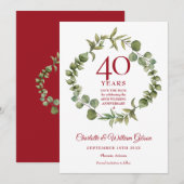 40. Hochzeitstag Ruby Waldgrün Save The Date (Vorne/Hinten)