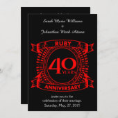 40. Hochzeitstag ruby Wappen Einladung (Vorne/Hinten)