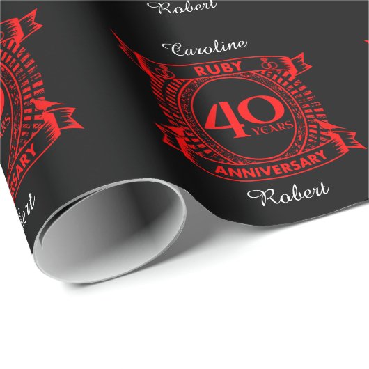 40. Hochzeitstag ruby Wappen Geschenkpapier (Rolleneckpunkt)
