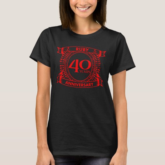40. Hochzeitstag ruby Wappen T-Shirt (Vorderseite)
