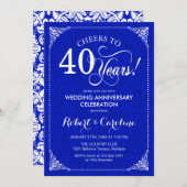 40. Hochzeitstag - Sapphire Blue White Einladung (Vorne/Hinten)