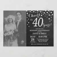 40. Hochzeitstag Schwarzes Silber Chalkboard
