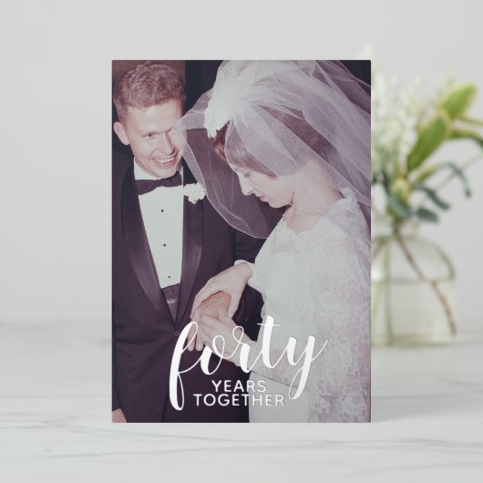 40. Hochzeitstag Silver & Foto Folieneinladung (Stehend vorne)