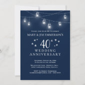 40. Hochzeitstag - String Lights Einladung (Vorderseite)