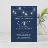 40. Hochzeitstag - String Lights Einladung (Stehend Vorderseite)