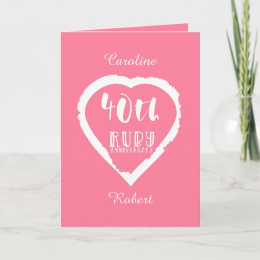 40. Hochzeitstag traditionell Rubin Karte (Vorderseite)