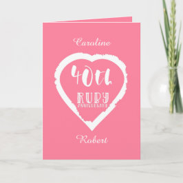 40. Hochzeitstag traditionelles Ruby Karte