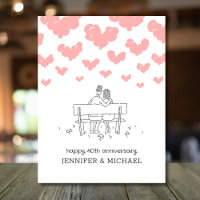 40. Hochzeitstag Verheiratetes Paar Herzen