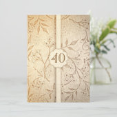 40 Hochzeitstag Vintage Einladungen mit Blumen (Stehend Vorderseite)