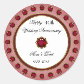 40. Hochzeitsticker Runder Aufkleber (Vorderseite)