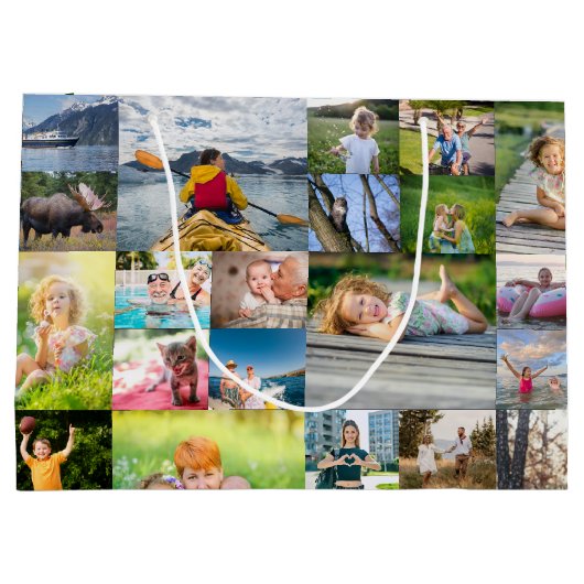 40 Horizontale FotoCollage Große Geschenktüte (Rückseite)