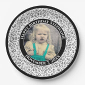 40 Ihr Foto Random Number Pattern Schwarz/Weiß Pappteller (Vorderseite)