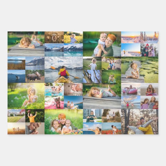 40 Image Photo Collage Geschenkpapier Set (Vorderseite)