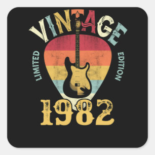 40 Jahre 1982 Gitarrenpick 40. Geburtstag Gitarris Quadratischer Aufkleber