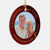 40 Jahre, 2-seitig, 2-Foto, Ruby & Gold Keramikornament (Rechts)