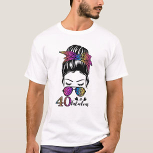 40 Jahre alt Fabulous Messy Bun Leopard 40. Geburt T-Shirt