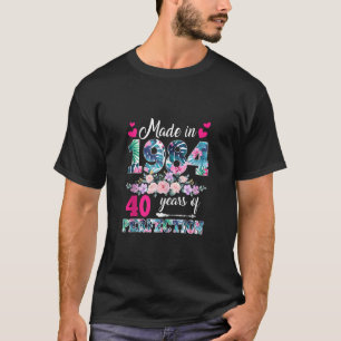 40 Jahre alt Geboren im Jahr 1984 florale 40. Gebu T-Shirt