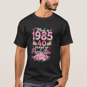 40 Jahre alt Geboren im Jahr 1985 florale 40. Gebu T-Shirt