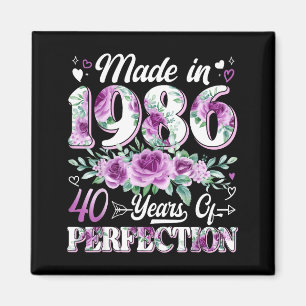 40 Jahre alt, hergestellt 1986, floral, 40. Geburt Magnet