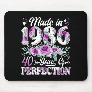 40 Jahre alt, hergestellt 1986, floral, 40. Geburt Mousepad