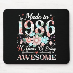 40 Jahre alt, hergestellt 1986 Floral 40. Geburtst Mousepad