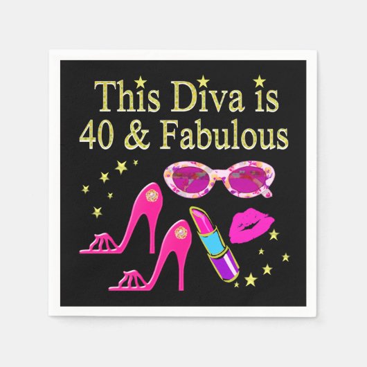 40 JAHRE ALT UND EINE SCHÖNE DIVA SERVIETTE (Vorderseite)